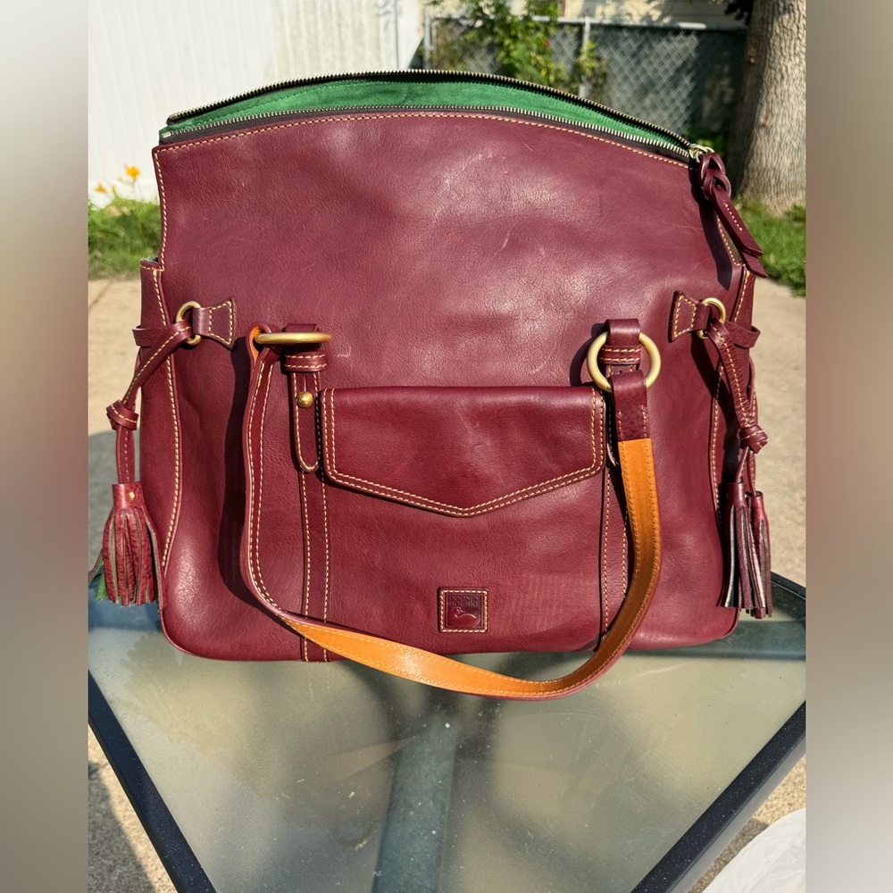 Dooney and Bourke Florentine Smith Large Tote Bag  H 9.5" XW 6.5" xL 16 Bordeaux